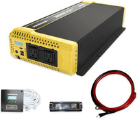 Refurbished Krieger 3000W Pure Sine Wave Inverter 12V DC to 120V AC Converter for RV, Truck, Off-Grid Solar Power Inverter 12V to 110V W/Built-in 5V/2.1A USB Port, AC Hardwire Port, Remote Cables Fuse Included