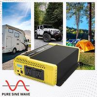 Refurbished Krieger 1100 Watt 12V Pure Sine Power Inverter Dual USB & AC Outlets for Power Tools, Camping and Car Accessories, ETL Approved Under UL STD 458