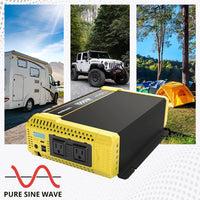 Refurbished Krieger 1500 Watt 12V Pure Sine Inverter Dual AC Outlets & USB, Installation Kit Included, Automotive Portable Power for Power Tools, Camping & Car Accessories - ETL Approved Under UL STD 458