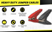 OPEN BOX - Krieger 2 Gauge 20FT 1000A Heavy Duty Jumper Cables - KRB220
