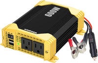 REFURBISHED Krieger 600 Watt 12V DC to 110V AC Car Power Inverter, Modified Sine Wave, 2 Outlets, 2 USB Ports, Cigarette Lighter Plug & Clamps - ETL Approved Under UL STD 458