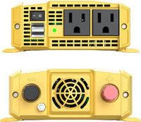 REFURBISHED Krieger 600 Watt 12V DC to 110V AC Car Power Inverter, Modified Sine Wave, 2 Outlets, 2 USB Ports, Cigarette Lighter Plug & Clamps - ETL Approved Under UL STD 458