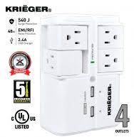 Open Box - KRW42U 120V Wall Mount 540J Surge Protector with 4-Rotating Outlets and Dual USB Charging ports (2.4A)