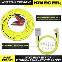 100% Copper KRB230 Krieger 2 Gauge 30' Kit - Permanently Install these OFC Jumper Cables with Quick Connect