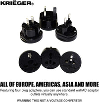 KRIGER Small Size Worldwide International Travel Plug Adapter Kit  image of four plug adapters