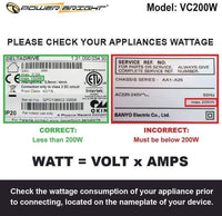 VC200W PowerBright Step Up & Down Transformer image of wattage